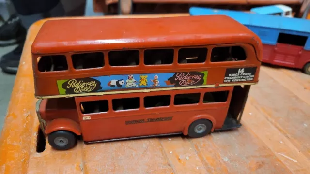 Post War Tri-Ang Minic Clockwork Tin  60M London Double Decker Bus 3