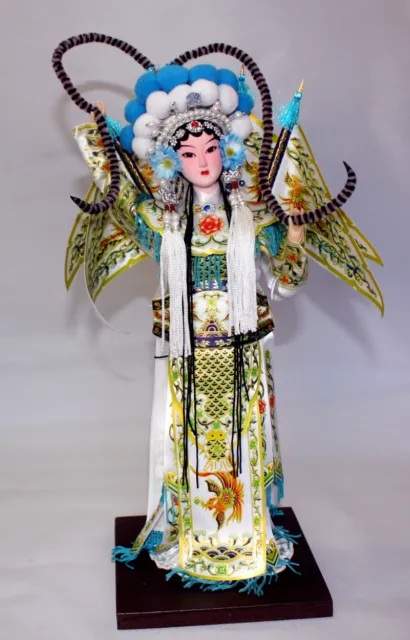 Chinese Peking Opera Character Doll - Mu Guiying穆桂英 12" Tall(White)