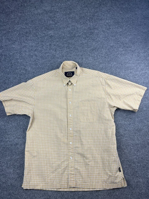 Vintage 90s BD Baggies Shirt Men's Large Yellow Check Short Sleeve Button Up