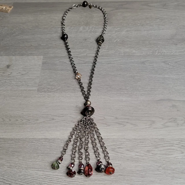 Vintage Signed Heidi Daus for Jim Walters Large Link Chain Tassel Necklace