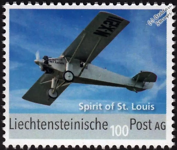 RYAN NYP Special SPIRIT OF ST. LOUIS Aircraft Stamp (2017 Leichtenstein)