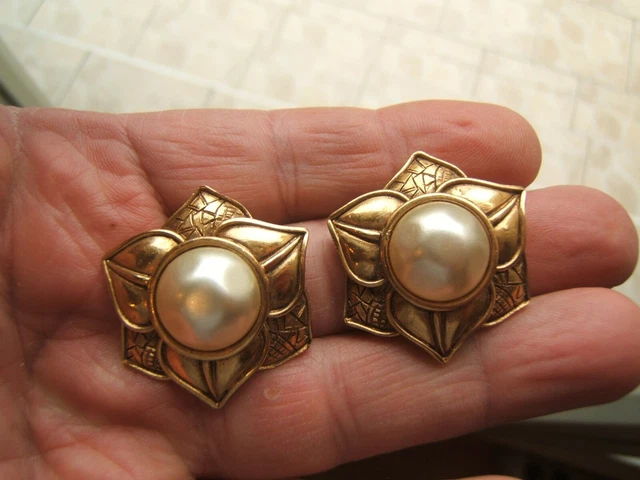 Boucles D'oreilles à Clips Rochas Paris Vintage En Métal Doré - Style Serrure Haute Couture