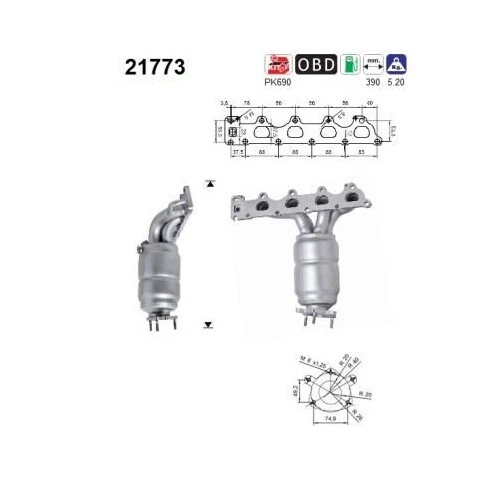 1x AS Catalyseur pour OPEL 21773