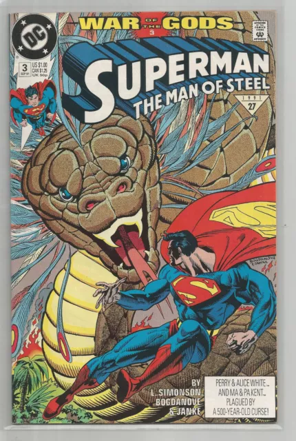 Superman Man Of Steel # 3 * War Of The Gods * Dc Comics * 1991 * Near Mint