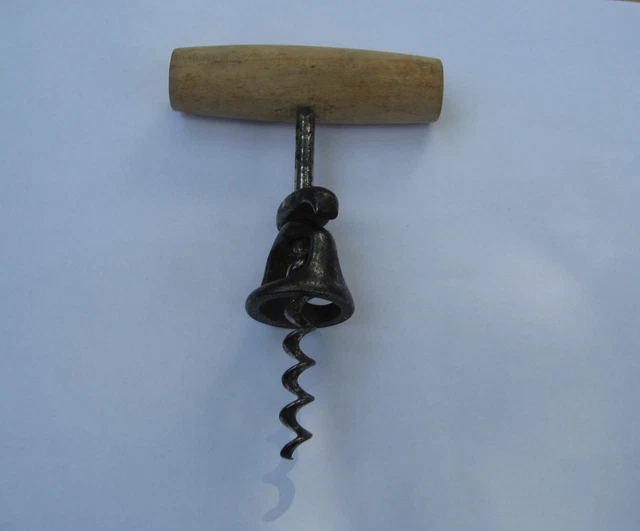 VINTAGE CORKSCREW WINE Bottle Opener Wooden Handle 12.00 PicClick