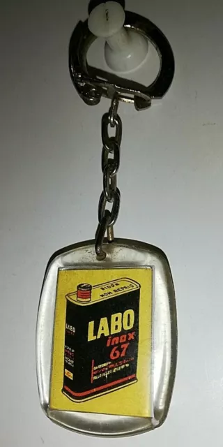 Porte clés années 60 / 70 : HUILE LABO INOX 67  /  AZUR AUTO -- MONTAUBAN