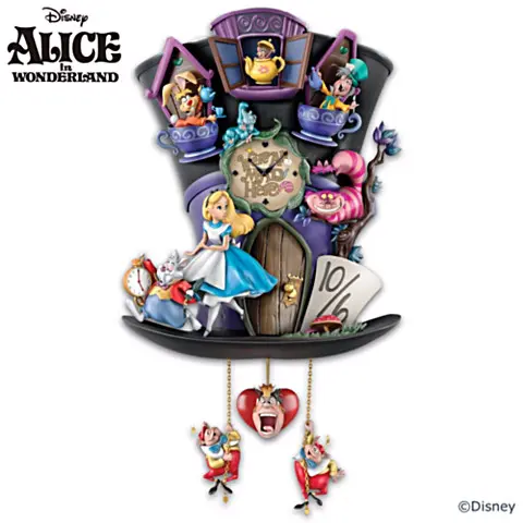 Disney Alice In Wonderland Mad Hatter Bradford Exchange Cuckoo Clock