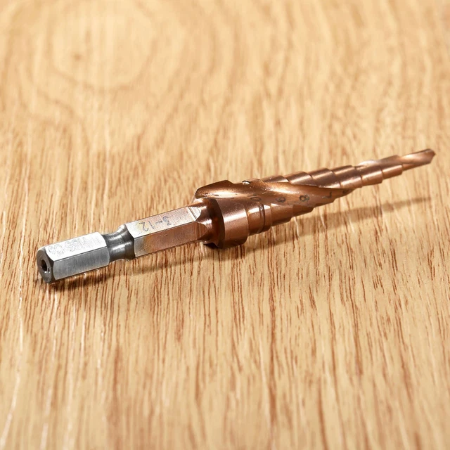 HSS Steel Drill Bit 3-12mm Spiral Groove Step Cone Hole Cutter Woodworking Tool