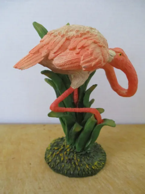 Pink Flamingo Wading, Preening Itself, 5 1/2" Tall. Resin, *EXC*