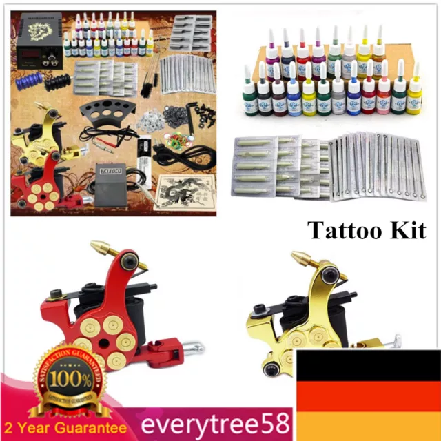 Profi 2 Tattoo Maschine 20 Farben Inks 50 Nadeln Tattoo Starter Kit Komplett Set