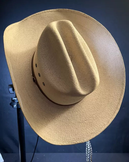 Atwood Long Oval Straw Low Crown Cowboy Western Hat Size 6 7/8