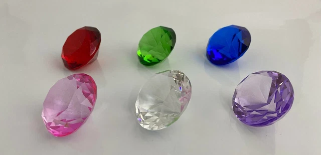 100 MM Cut Glass STAINED Diamond Paperweight choice 6 colors