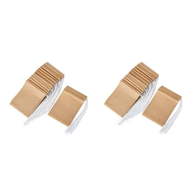 600 Pcs Tea Bag Disposable Tea Bag with Drawstring Unbleached , Suitable for Loo