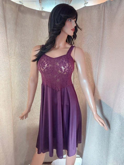 Splendida Sottoveste Slip Completa Vintage St Michael Melanzana Taglia 14 #287