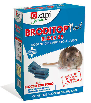 Block Rodenticida Veleno Topi e Ratti NEXT Zapi BRODITOP Next FORABLOCK  → 300 gr 