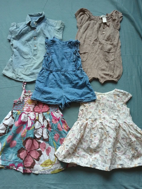 Baby Girls Summer Casual Clothes Bundle 3-6 months - X5 Dresses / Rompers