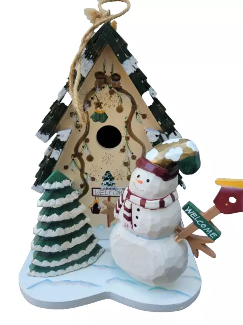 The Kathy Hatch Collection Wooden Bird House “Garden House” Snowman Birdhouse