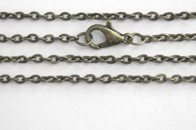 Antique Brass Flat Cable Link Chains 2 MM Necklace Lot Wholesale