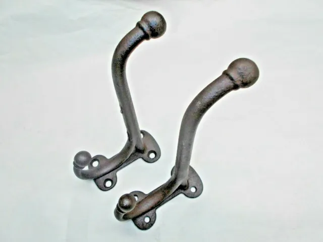 Vintage Lot of 2 Cast Iron Heavy Duty Hat or Coat Hooks, or Barn / Tack Room 6