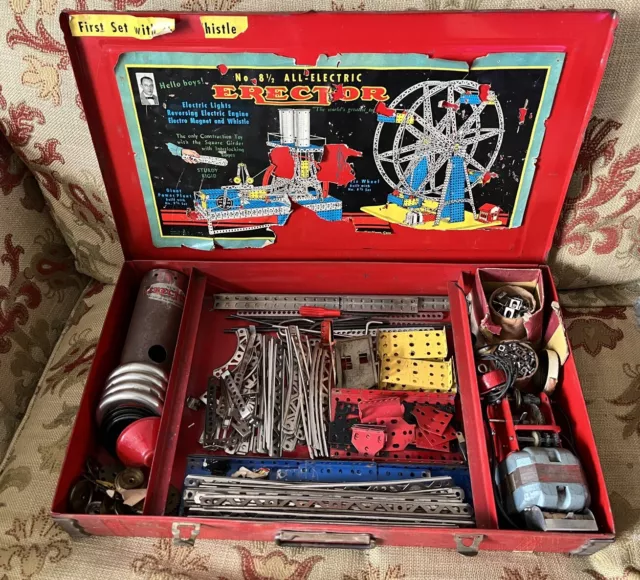 Vintage AC Gilbert Erector Set No. 8 1/2 Like Meccano 1940 Building Set