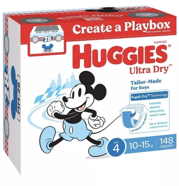 Huggies Boys' Ultra Dry Nappies Size 4 Toddler (10-15kg) 148 Nappies