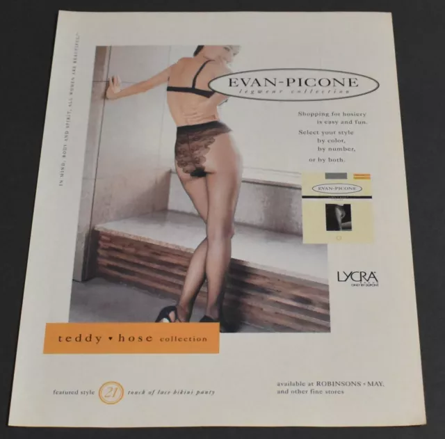 1995 Print Ad Sexy Heels Long Legs Fashion Lady Brunette Evan Picone Pantyhose a