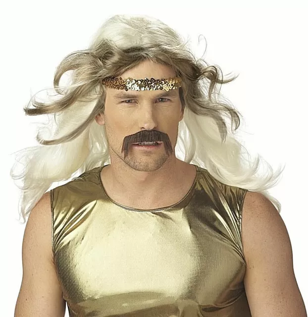 Halloween: WIG "Rock Gold", 2-Toned Blond with Gold Sequin Headband UNISEX  NEW