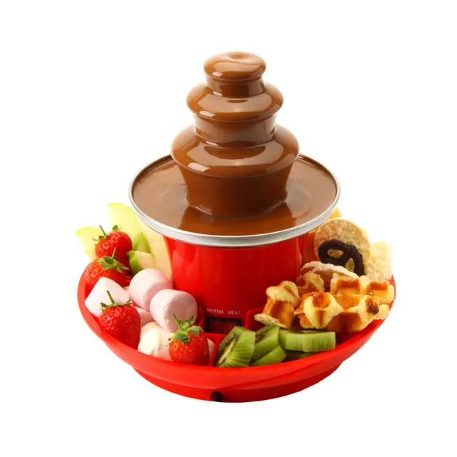 Global Gourmet Chocolate Fountain Mini Fondue Set with Party Serving Tray Inc...