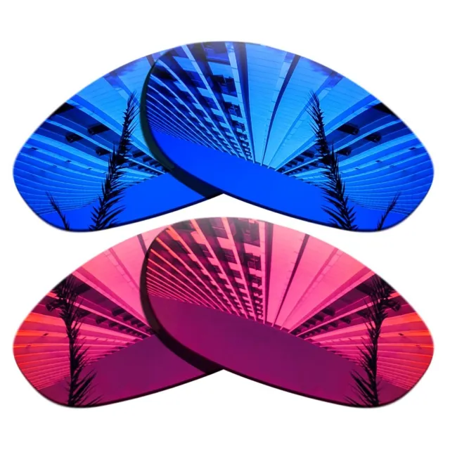 2Pairs Polarized Replacement Lens For-Oakley Monster Dog-Purple Blue+Fuchsia Red