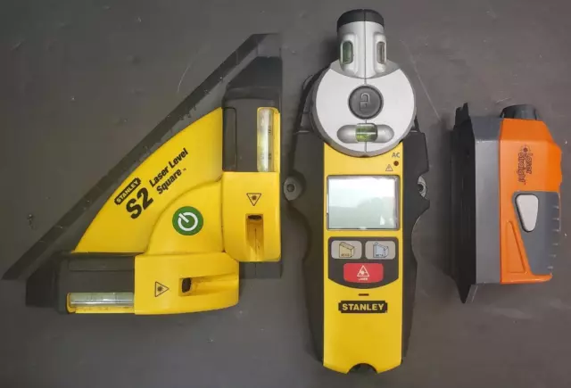 3 Laser Tools- Stanley IntelliLaser 77-260 Stud/AC Laser Line Levels S2 Square..