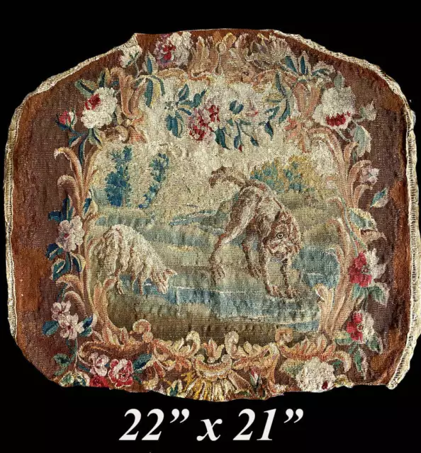 RARE Fine Antique 18th Century Aubusson or Beauvais Tapestry Fragment, Panel 22"