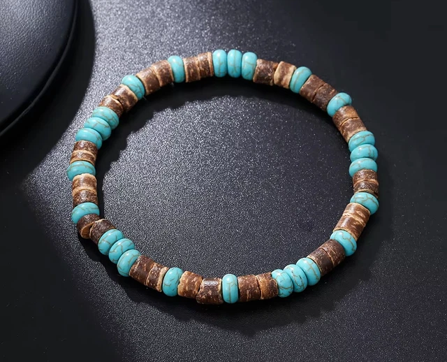 Bracelet Perles Howlite Turquoise Fait Main - Perles 8mm - Sur Mesure Homme/femme - Neuf Sans Emballage