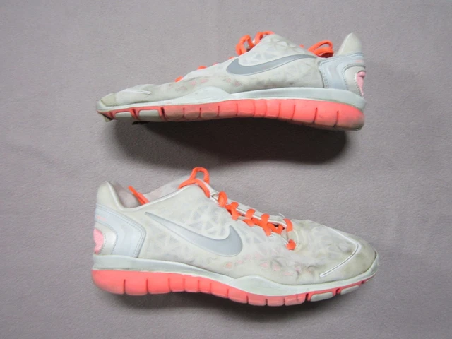 Nike Free Fit 2 Womens White Coral Pink Training Shoes Size 6 #487789-100 Used