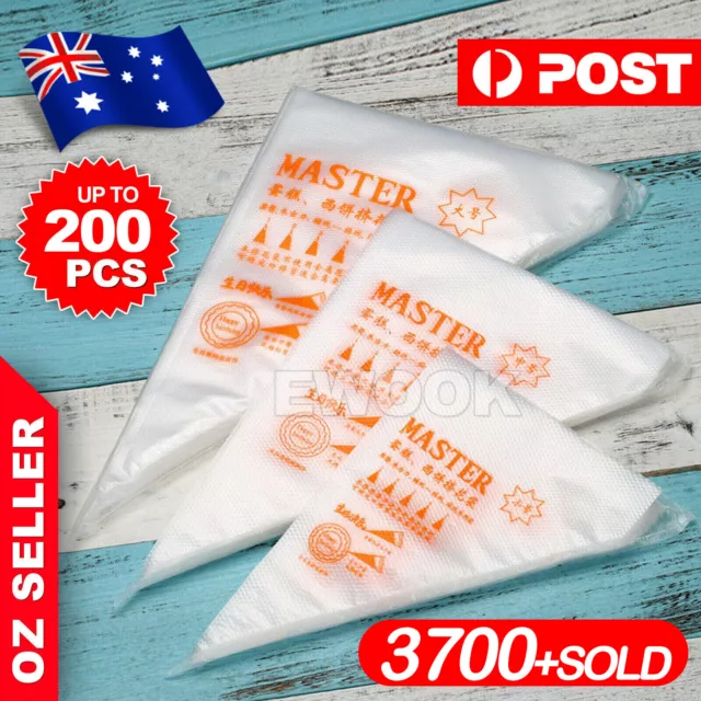 200X Plastic Disposable Piping Bags For Cake Decor Icing Frosting Piping Nozzles