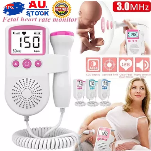 Fetal Doppler Meter LCD Baby Heart Beat Rate Monitor FHR Probe Pregnancy Fetu AU