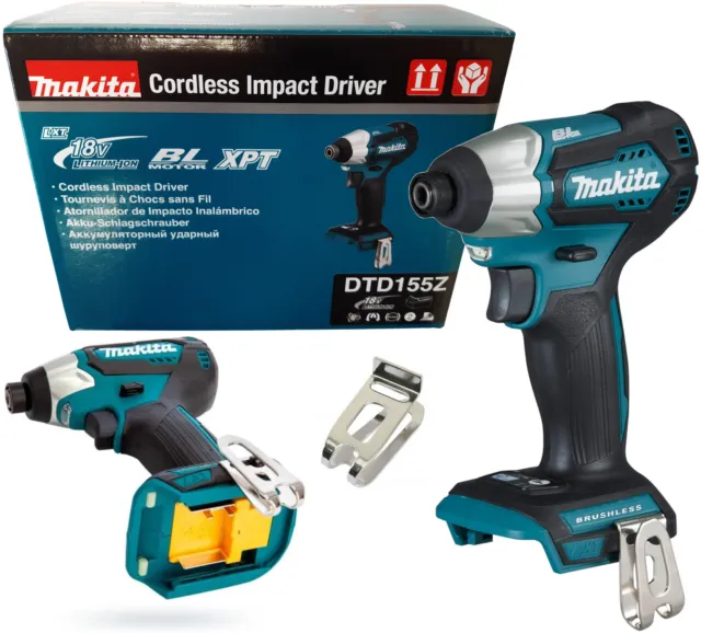 Makita Akku-Schlagschrauber Akkuschrauber 18 V LXT 1/4" LED + Gürtelclip DTD155Z