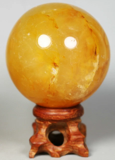 NATURAL Yellow PHANTOM MULTI-INCLUSIONS Rainbow CRYSTAL Polishing Sphere Ball