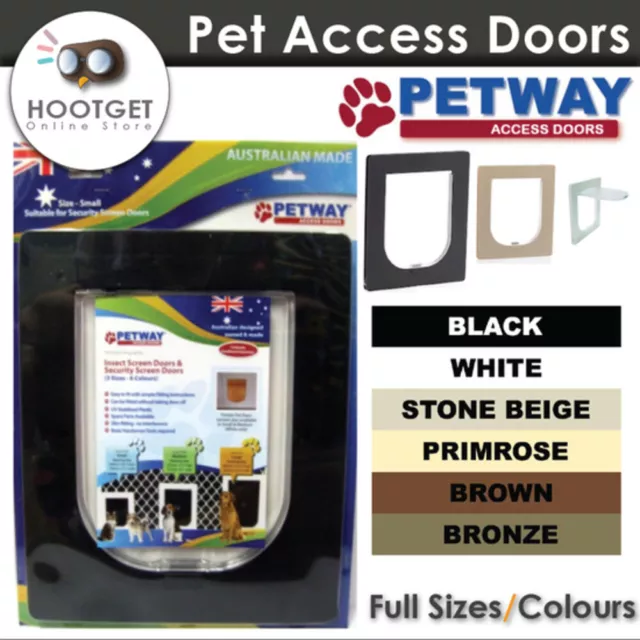 [3 Sizes/ 6 Colours] PETWAY Pet Cat Puppy Dog Door for Security Door and Screen