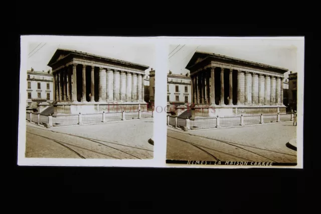 Nîmes Casa Quadrata Francia Targa Di Vetro Stereo Pos. Verso 1920