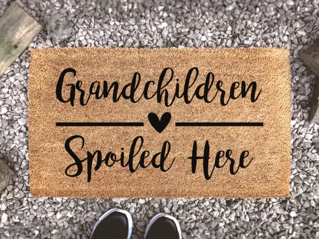 Grandchildren Spoiled Here - Personalized Family Doormat - Custom Coir Door Mat