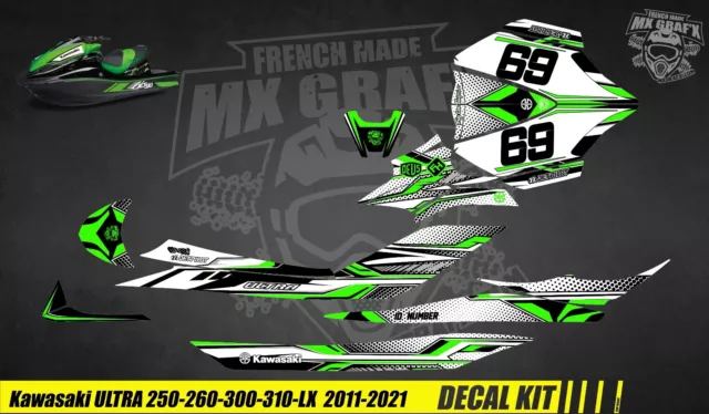 Kit Déco / Decal Kit Jet Ski Kawasaki Ultra 250-260-300-310-Lx - Shot Green