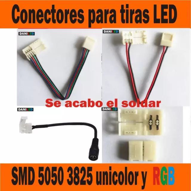 Conectores para tiras LED RGB unicolor smd 5050 3528, alargado tira empalme tira