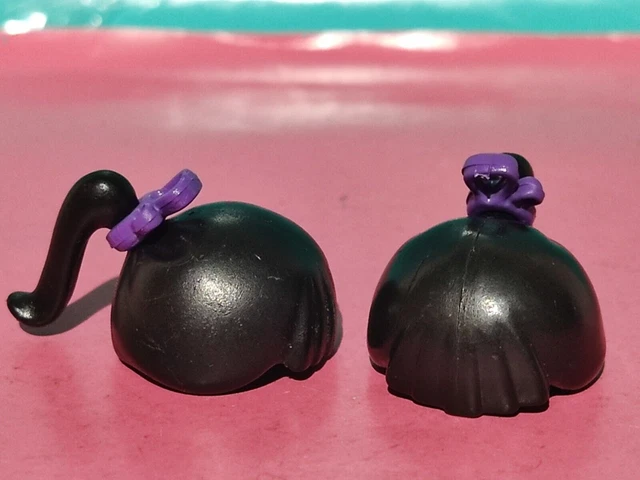 Lot De 2 Têtes Playmobil Avec Perruques Cheveux Blonds Et Blancs/gris - Pièces Détachées Occasion