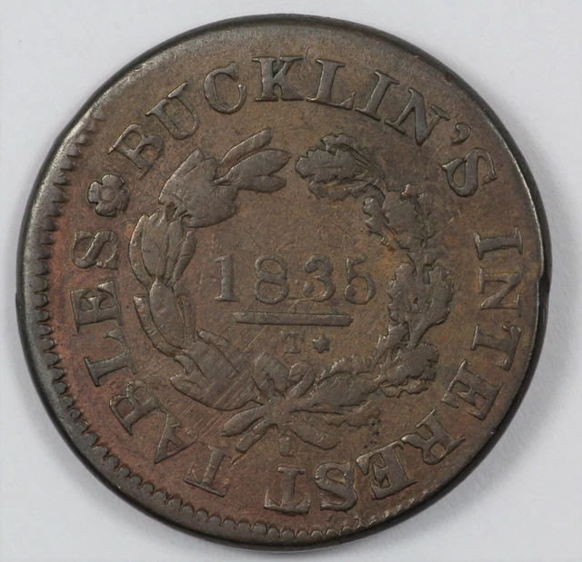1835 NY, Troy BUCKLIN'S INTEREST TABLES U.S. Hard Times Token HT-353