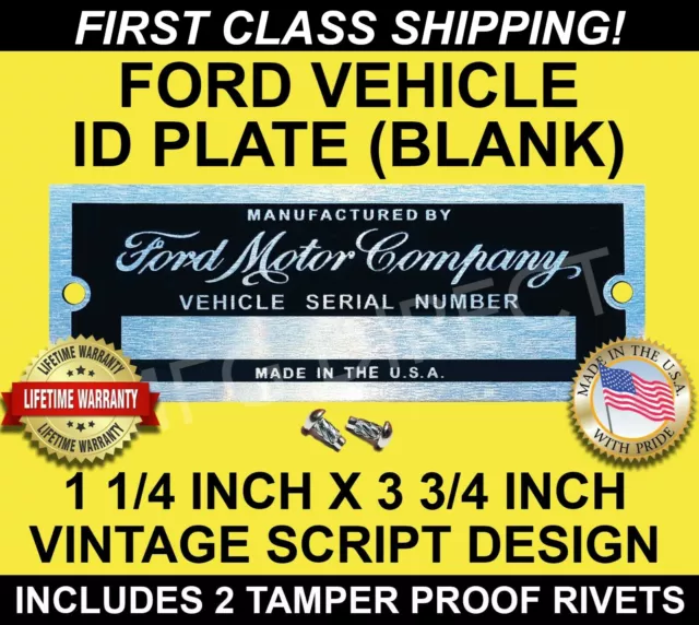 Serial Number Id Tag Mustang Cougar Falcon Comet Fairlane Galaxie Bronco Truck