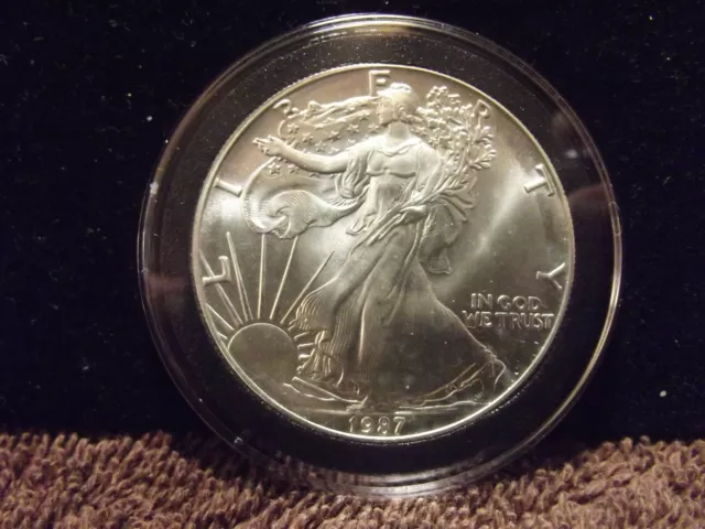 Better Date 1987 Uncirculated AMERICAN SILVER EAGLE COIN - Encapsulated