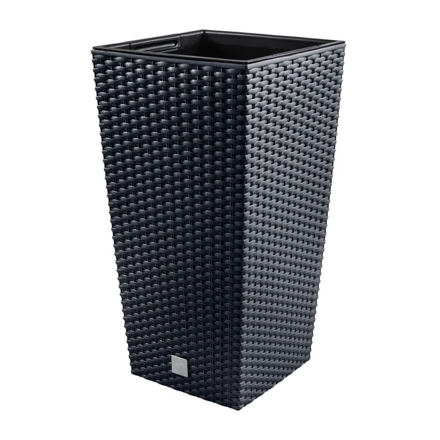 Pot de fleur + insert pot de fleur aspect rotin RATO SQUARE DRTS170 anthracite