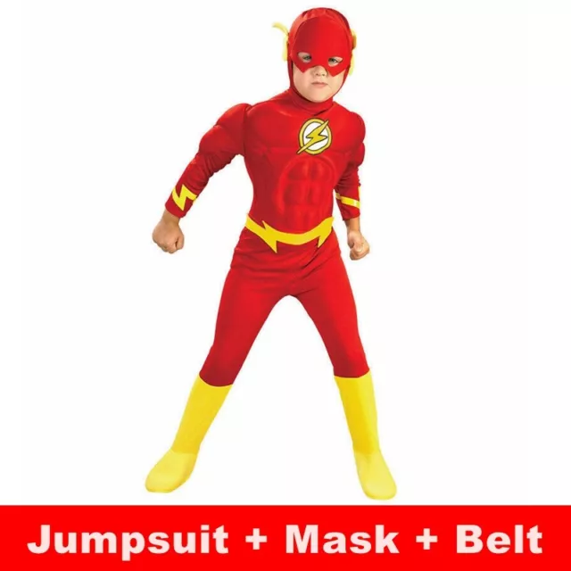 Kids Boys The Flash Costume Justice League Superhero Book Week Cosplay Outfits