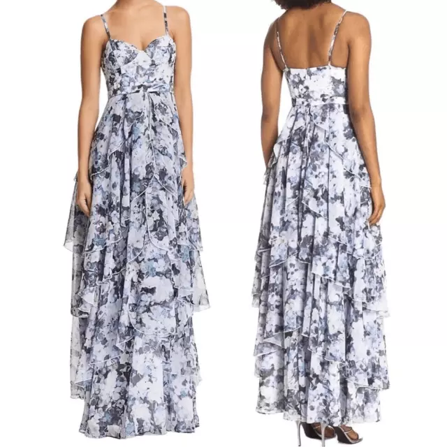 Fame and Partners The Catherine Tiered Bustier Floral Print Gown Maxi Dress