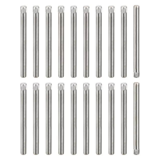 3x50mm 304 Stainless Steel Dowel Pins, 20Pcs Knurled Head Flat End Dowel Pin